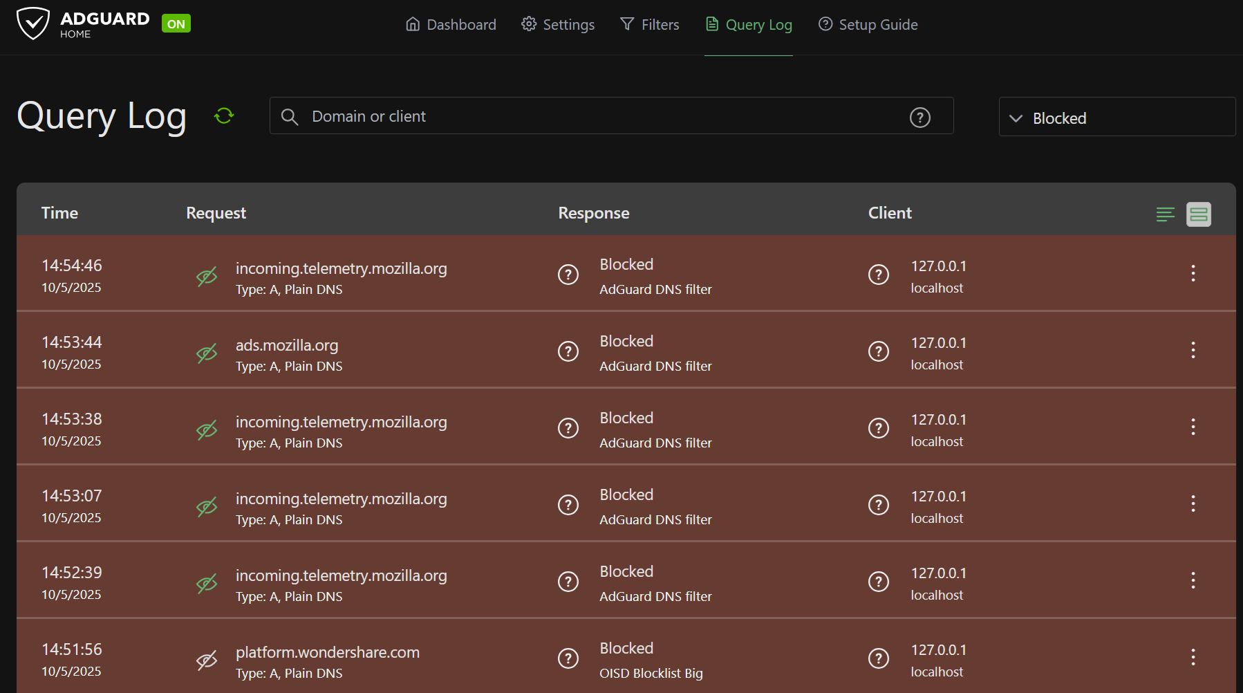 AdGuard Blocked Requests