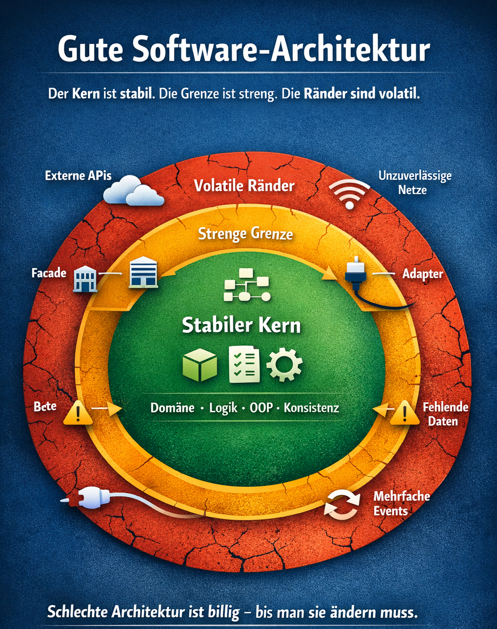Architekturprinzip: stabiler Kern, strenge Grenze, volatile Ränder